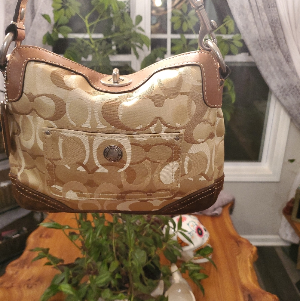 Coach Signature bag canvas and suede